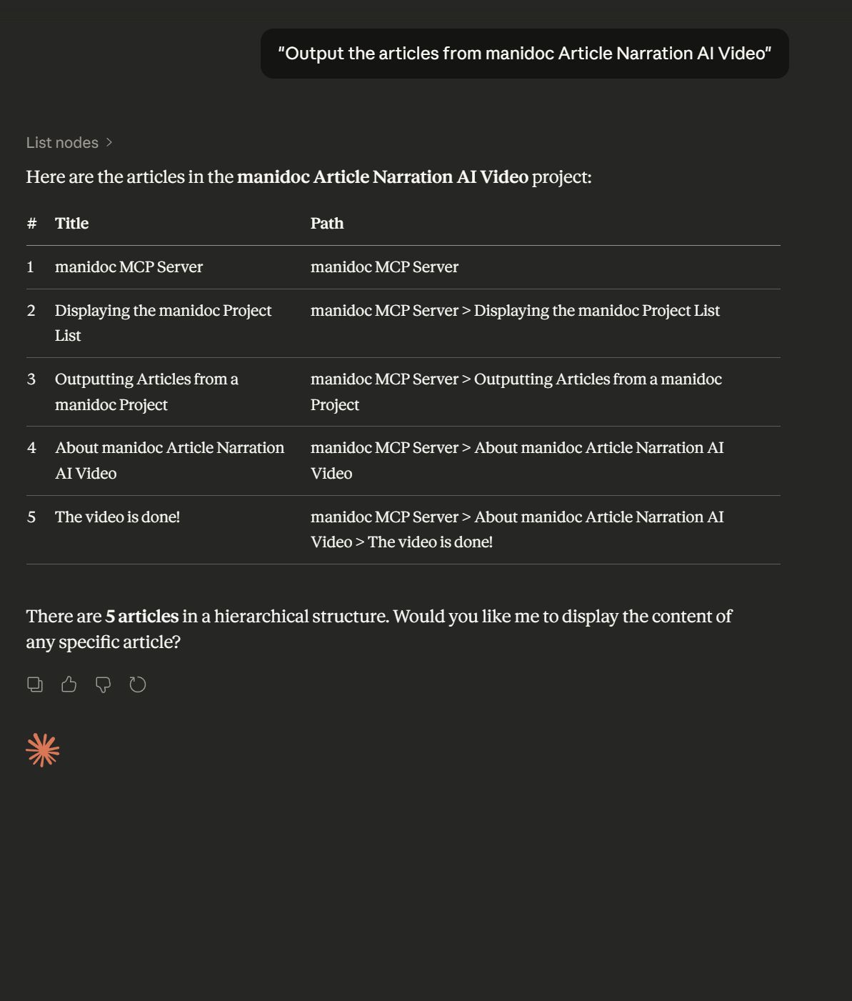 Outputting Articles from a manidoc Project